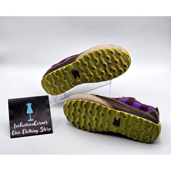 Sorel Women's Purple & Brown Mackenzie Lined Leather Plaid Sneakers Sz 6 379 - Picture 9 of 16